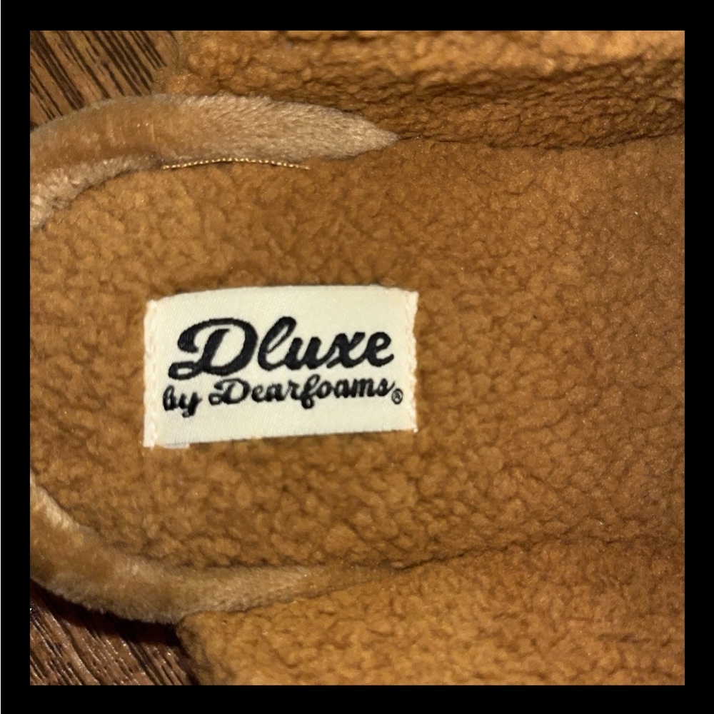 Dluxe By Dearfoams Womens Saffron Teddy Scuff Slippers Chestnut Brown L NWT - Picture 5 of 12